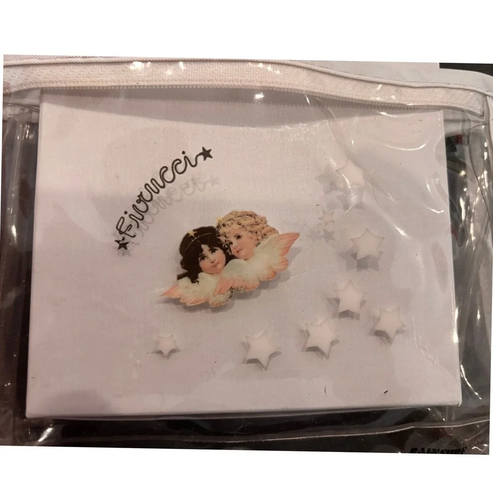 Fiorucci Clear Makeup Bag Cherub Angels Star Print Transparent Cosmetic Pouch